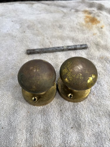 Vintage brass door knobs pair - brass,