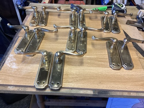 Reclaimed brass reeded lever - reeded,