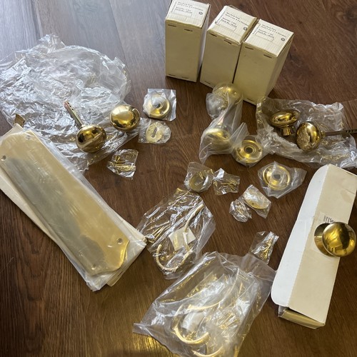 Polished brass door knobs - brass,