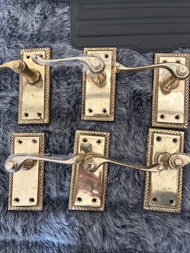 Brass door handles vintage - brass,