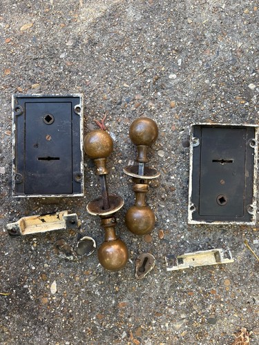 Antique victorian brass door - antique,