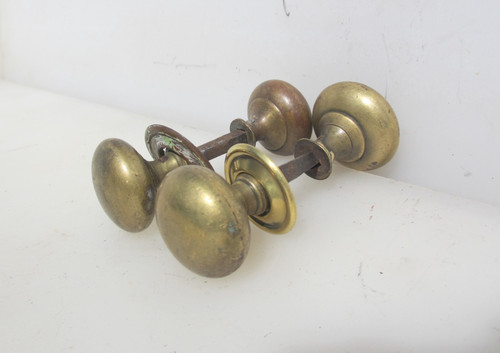 Victorian brass door knobs - door, rim