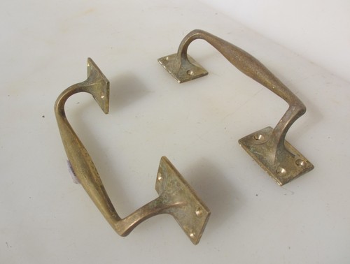 Antique brass door handles - door,