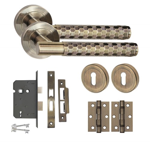 Antique brass door handles - door,