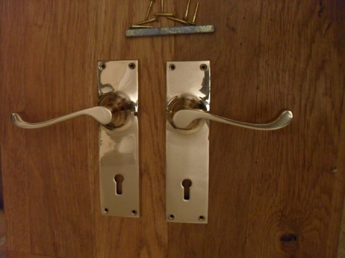 Solid brass lever handles set - handles,