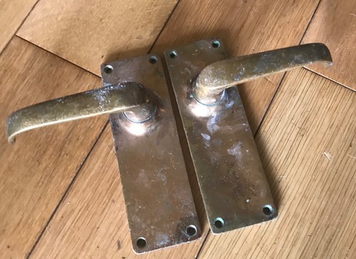Brass door handle - brass, vintage