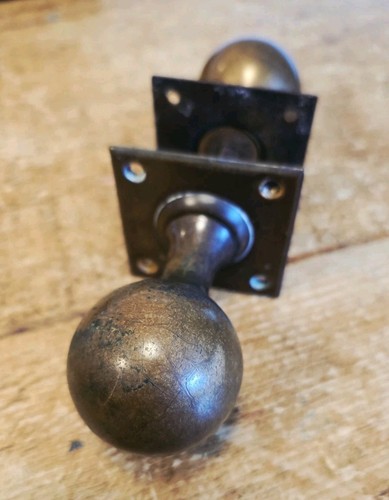 Antique brass ball door knob - ball, /